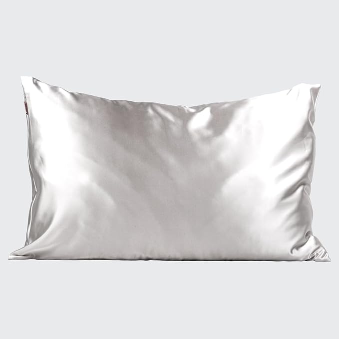Kitsch Satin Pillowcase with Zipper for Hair & Skin, Softer Than Silk Pillow Cases Queen, Wrinkle-Free, Smooth and Cooling Satin Pillow Covers, Standard Size 19"x26", Silver