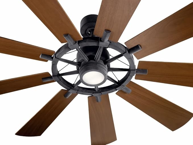 KICHLER Gentry 65” LED Ceiling Fan in Anvil Iron, Extra Large Indoor Fan with Reversible Blades and Modern Design, 300265AVI