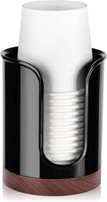 Premium Bathroom Cup Dispenser - Compact Cup Holder for Dixie Cups 3 oz Cups, 3 4 Ounce Mouthwash Cup Dispenser - PC/Walnut,Black, Pack of 1