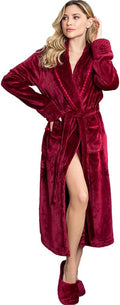 Lotus Linen Plush Robes for Women - Soft Bathrobe, Custom Monogram, Warm Fleece Robe with Pockets