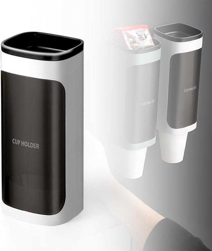 Cup Dispenser Wall Mounted, Bathroom Cup Dispenser Holder for 3oz-9.5oz Disposable Paper and Plastic Cups, Water Cooler Cup Dispenser with Adhesive Plate (Single White, 1 Pcs)