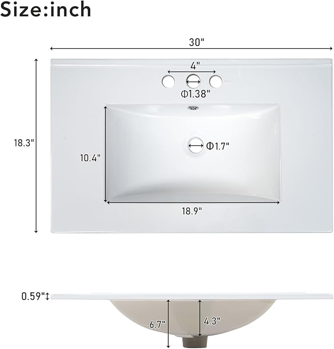 60" Bathroom Vanity Set with Double Vanities, Double Ceramic Sinks, Storage Shelf, Soft Closing Doors, Divided Drawers (Mirror not Included), Large Bathroom Vanity Sink Set (Blue)