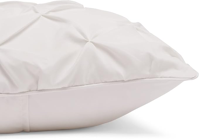 Amazon Basics Warm, Breathable Queen Size Comforter Sets, All-Season Down-Alternative 3-Piece Bedding Set, Pinch Pleat Design, Full/Queen Size, Cream