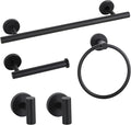 Matte Black Bathroom Hardware Set, Bathroom Towel Holder Bar Set 5 Pieces, SUS304 Stainless Steel Bathroom Towel Rack Set Wall Mounted-16 Inch Towel Bar, Toilet Paper Holder, Towel Hooks, Towel Ring