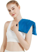 Microwavable Heating Pad with Washable Cover, 8 x 18 Microwave Heating Pad for Neck and Shoulders, Moist Heat Bean Bag Warm Compress for Knee, Joints, Wrist, Abdomen (Light Blue)