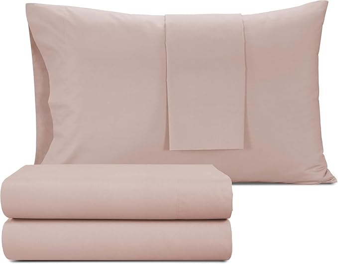 IZOD 100% Egyptian Cotton Sheets Set King Size, Cotton Percale Crisp Sheet Set 4Pc, Lightweight & Deep Pocket fits Upto 17", Long-Staple Soft Combed, Hotel Style Luxury Bedding Sheet - Blush Rose