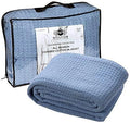 HILLFAIR 100% Combed Cotton Blanket– Twin Bed Blanket– Soft Cozy Warm Multipurpose Throws for Luxury Home Decor– 66 x 90 inch Twin XL Size Cotton Blankets for Beds- Bed Blankets for All Season- Blue