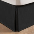 MIYE Pleated Waffle Weave Bed Skirt, Tailored Dust Ruffle 16 Inch Drop Easy Fit, Machine Washable (Black, Twin - 16" Drop)