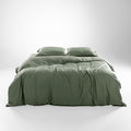 Olive + Crate Tencel Eucalyptus Cooling Duvet Cover Set - Hypoallergenic, Lyocell Tencel Duvet Cover - Soft, Temperature Regulating with Hidden Button Closure & Corner Ties - Queen Size [Moss]
