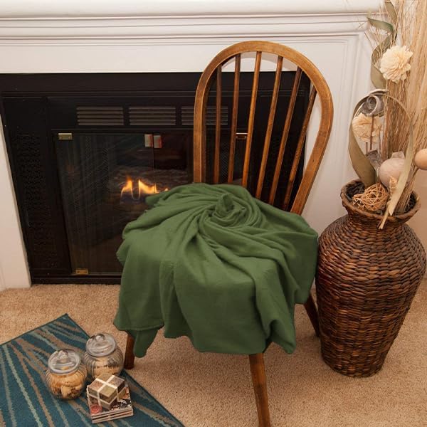 (24 Pack) Bulk Fleece 50x60 Throw Blankets for Wedding Favors, Homeless Women, Men, Homes, Bed, Sofa, Couch, Office, Pet Blankets, Travel | Soft Warm Lightweight Throw Blankets in Bulk (Dark Green)