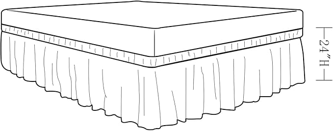 MEILA Wrap Around Bed Skirt Three Fabric Sides Elastic Dust Ruffled 24 Inch Tailored Drop,Easy to Install Fade Resistant-White, Queen/King
