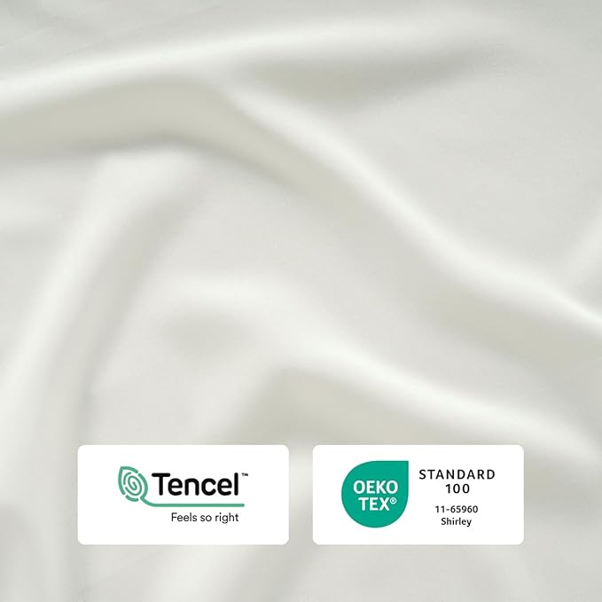 Reebok King Sheet Set from Tencel Eucalyptus - Soft, Cooling & Breathable for Hot Sleepers, Deep Pocket Up to 17 Inches, 4Pc Hotel Luxury Bedding Set, Bedsheet & Pillowcases (White, King)