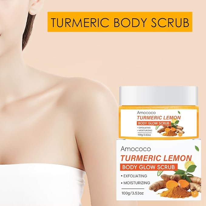 Turmeric Lemon Body Scrub, Deep Cleansing Exfoliator with Armpit Detox & Moisturization, 3.53oz