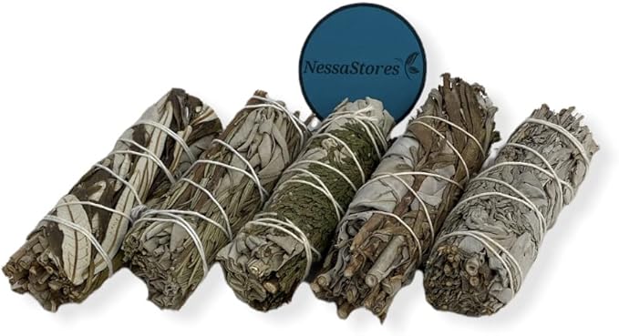 NESSASTORES - White Sage Mixture Smudge Sampler Kit 4" Bundles #JC-230 (4 Kits, 5 pcs Combination A)