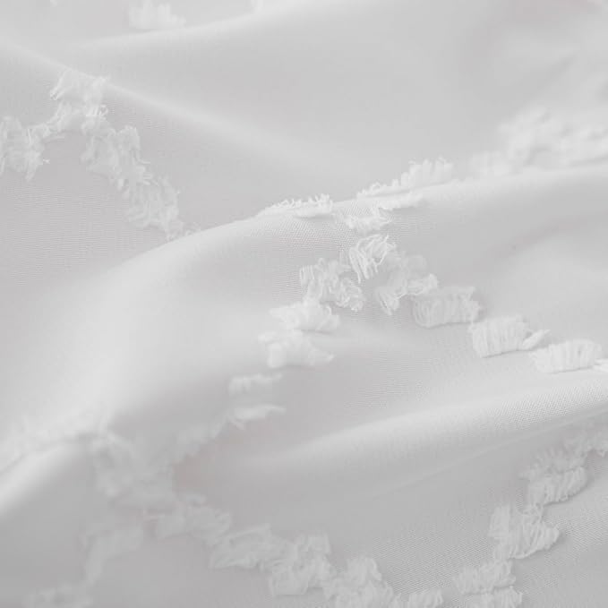 Bed Skirt Full Size，Ruffled White Bed Skirt with Split Corners，Full Bed Skirt 16 Inch Drop, Boho Tufted Shabby Chic Full Size Bed Skirt, Bed Skirt Full Size