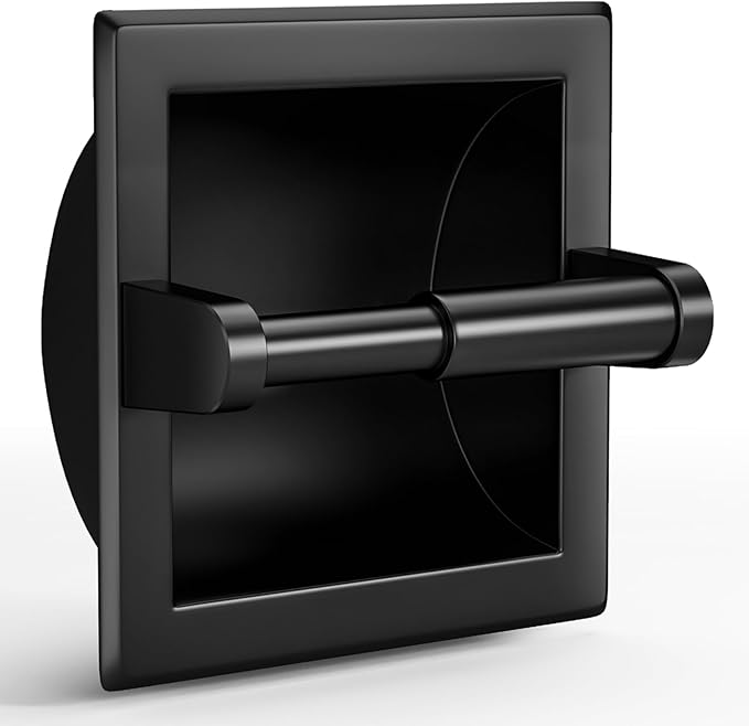Matte Black Recessed Toilet Paper Holder/Tissue Paper Holder Stainless Steel Toilet Paper Holder in Wall for Bathroom Accessories Rear Mounting Bracket Included
