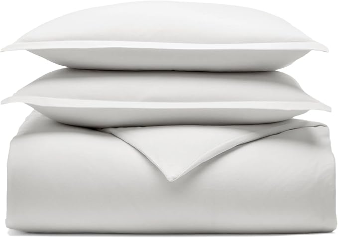 BOLL & BRANCH Flannel Duvet Set - Full/Queen, White - Luxury 100% Organic Cotton - 1 Duvet Cover, 2 Shams - Velvety Soft, Warm & Breathable Weave