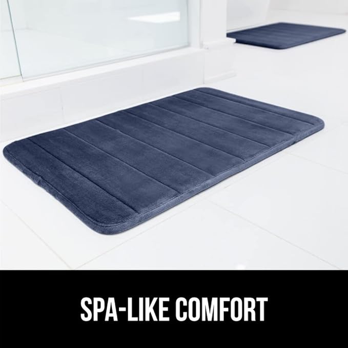 GORILLA GRIP Memory Foam Bath Mat, Soft Absorbent US Designed Bathroom Rug, Gripping Dots Machine Washable Bathmat, Cushioned Floor Mats, Shower Sink Rugs Room Décor Accessories, 60x24 Navy Blue