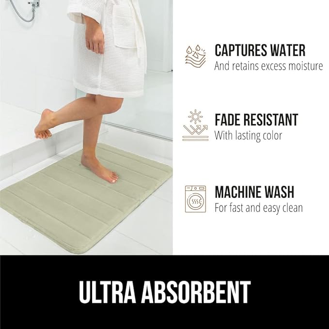 GORILLA GRIP Memory Foam Bath Mat, Soft Absorbent US Designed Bathroom Rug, Gripping Dots Machine Washable Bathmat, Cushioned Floor Mats, Shower Sink Rugs Room Décor Accessories, 36x24 Sage