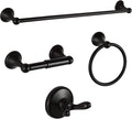 BGL Bathroom Hardware Set, Oil-Rubbed Bronze Adjustable Expandable Towel Bar 4-Piece ORB Bathroom Accessory Set Wall Mounted Robe Hook Toilet Paper Holder Towel Ring Towel Bar