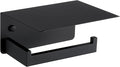 Angle Simple Toilet Paper Holder with Shelf Matte Black, 304 Stainless Steel Lavatory Tissue Roll Holder for Wall