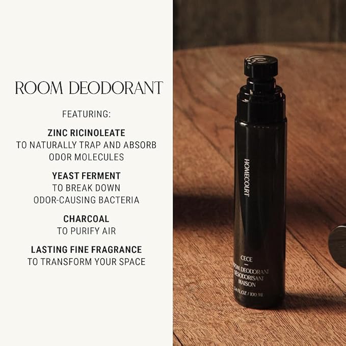 Homecourt Room Deodorant, Natural Room Spray, Fine Fragrance of Cedarwood & Leather, For Kitchen, Bathroom & more, Clean Formula, Cece, 3.4 oz