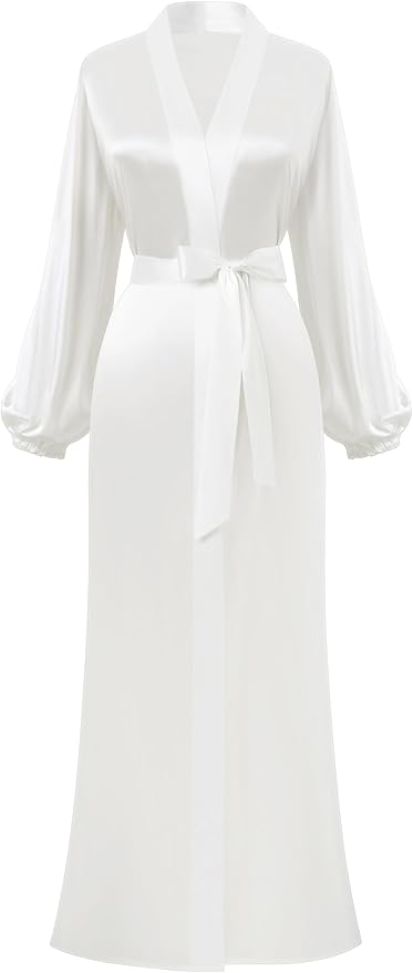 PRODESIGN Satin Kimono Robe Women Long Silky Kimono Bathrobe Sleepwear Wedding Bridesmaid Robe