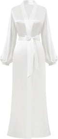 PRODESIGN Satin Kimono Robe Women Long Silky Kimono Bathrobe Sleepwear Wedding Bridesmaid Robe