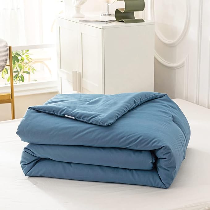 Cottonight Lake Blue Comforter Sets Queen Blue Modern Bedding Comforter Set Full Size Haze Blue Solid Blanket Quilts Lightweight Breathable 3 Piece Bedding Comforter for Alll Ages Season