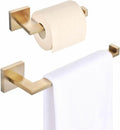 Brushed Gold Toilet Paper Holder Hand Towel Holder, SHUNLI Gold Bathroom Accessories Hardware Set 2 Pieces, Wall Mounted Towel Ring Towel Bar, SUS304 Stainless Steel