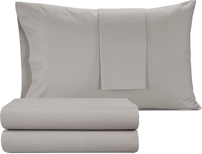 IZOD 100% Egyptian Cotton Sheets Set Queen Size, Cotton Percale Crisp Sheet Set 4Pc, Lightweight & Deep Pocket fits Upto 17", LongStaple Soft Combed,Hotel Style Luxury Bedding Sheet - Sterling Silver