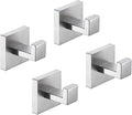 TASTOS Bath Towel Hooks Brushed Nickel, 4 Pack Stainless Steel Robe Coat and Clothes Hook, Heavy Duty Wall Hook for Bathroom & Kitchen, Modern Square Style Wall Mounted