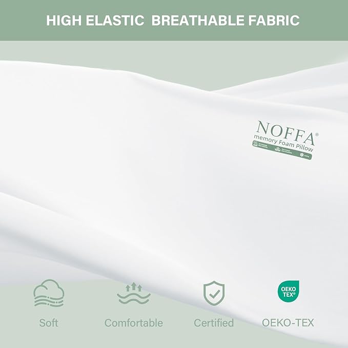 Cooling Memory Foam Pillow, Bed Pillows, Medium Soft Feel Neck Pillow for Sleeping, Memory Foam Pillows for Sleeping Side, Back & Stomach Sleepers, Breathable & Removable Cover, 1 Pack