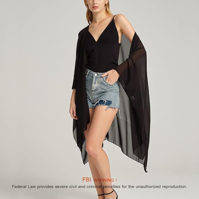 Women's Bohemian Floral Chiffon Beach Cover up Swimsuit Kimono Summer Swimwear Cardigans