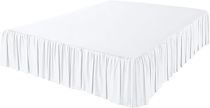 KRISHNA Ruffled Bed Skirt with Split Corners King, 100% Microfiber Hotel Quality, 28 Inch Drop Dust Ruffle Gathered Bedskirt with Platform, 78" x 80", White