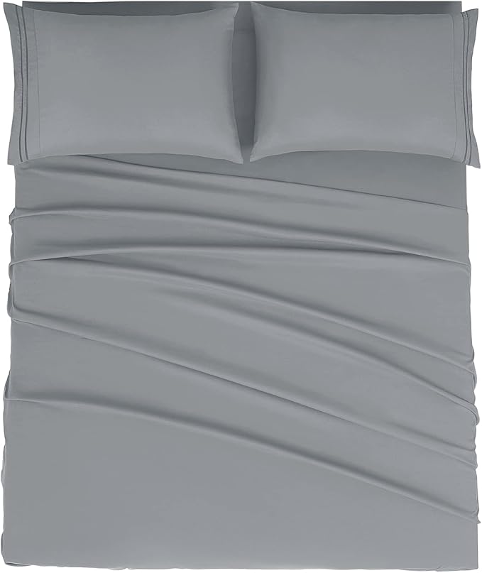 Mejoroom Full Size Sheets - 1800TC Luxury Full Sheets with 16 Inch Deep Pocket - Premium Bedding Collection - Soft, Breathable, Wrinkle, Fade & Stain Resistant - 4 Piece (Full, Gray)