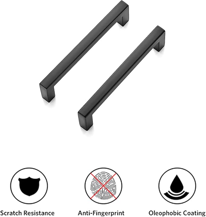 Ravinte Solid 3-3/4 Inch Center to Center Slim Square Bar Drawer Handles - Cabinet Hardware in Matte Black - Kitchen Handles and Pulls for Drawers and Cabinets