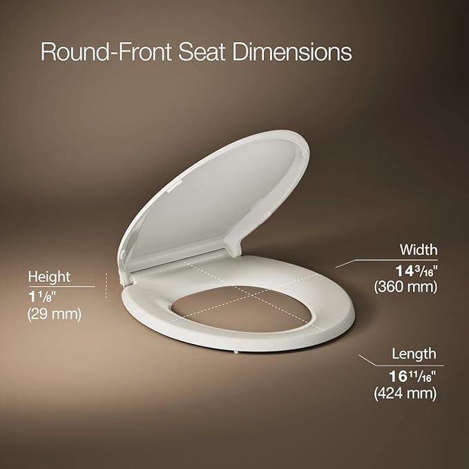 KOHLER 4639-RL-47 Cachet ReadyLatch Round Toilet Seat Soft Close, Almond