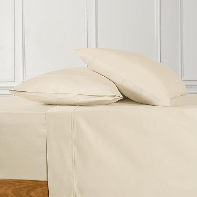 URBANHUT 700 Thread Count King Sheet Set Egyptian Cotton Sheets, 4Pc Sheet Set Soft Luxury Bed Sheets for King Size Bed, Sateen Weave Hotel Sheets, 16'' Elasticized Deep Pocket - Ivory