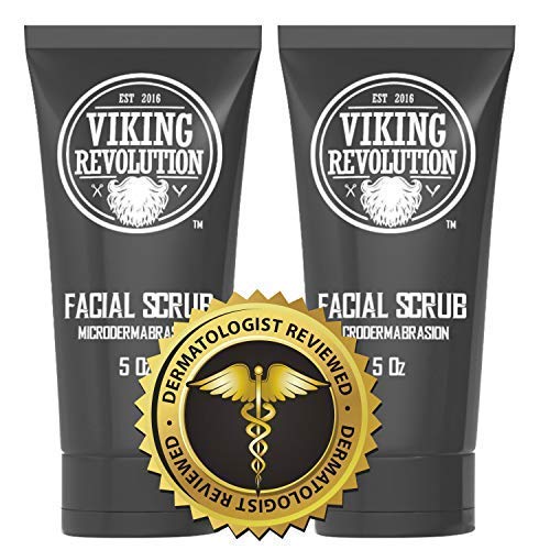 Viking Revolution Microdermabrasion Face Scrub for Men - Facial Cleanser for Skin Exfoliating, Deep Cleansing, Removing Blackheads, Acne, Ingrown Hairs - Men's Face Scrub for Pre-Shave (2 Pack)