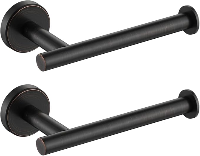 JQK Toilet Paper Holder Oil Rubbed Bronze, 5 Inch 304 Stainless Steel Thick 0.8mm Tissue Paper Dispenser for Bathroom, Hold Mega Rolls Wall Mount, 2 Pack, TPH120-ORB-P2
