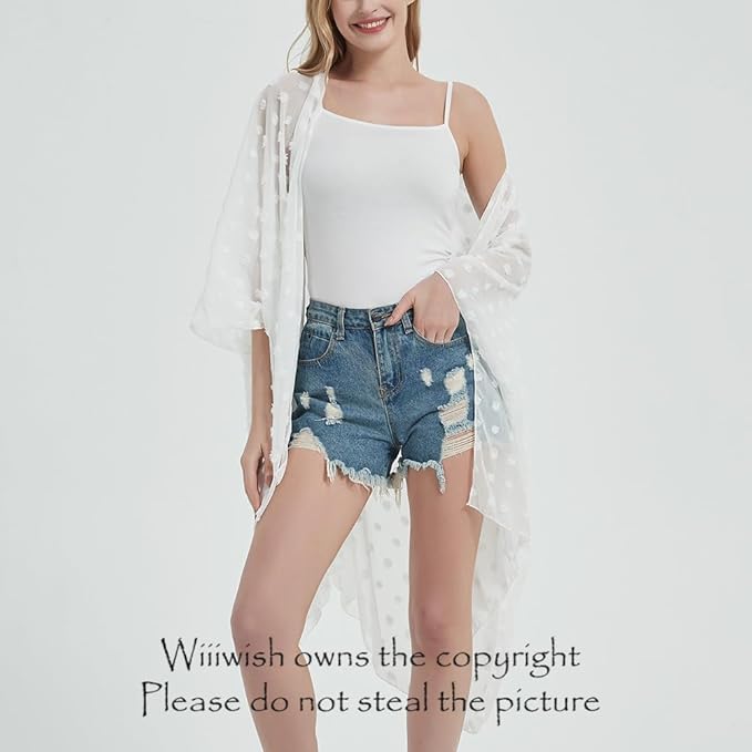 Women's Bohemian Floral Chiffon Beach Cover up Swimsuit Kimono Summer Swimwear Cardigans