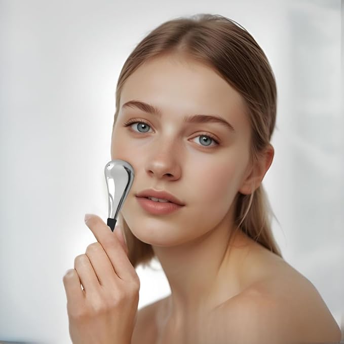 Ice Globes for Face & Eyes, Unbreakable Stainless Steel Cryo Sticks for Beauty Routines, Facials Cold Roller Cooling Globes for Puffiness, Wrinkles, Dark Circles, Headaches(Black)