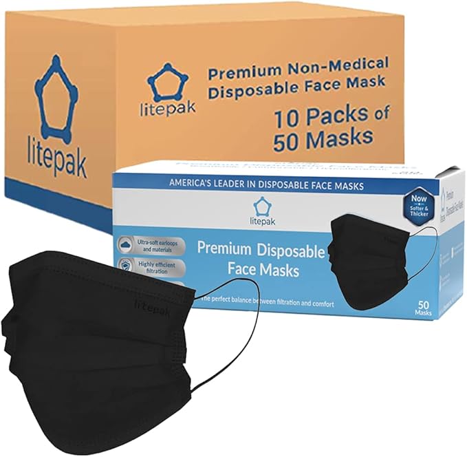 Litepak 500pcs Premium Disposable Face Mask SOFT 3ply Nose Wire
