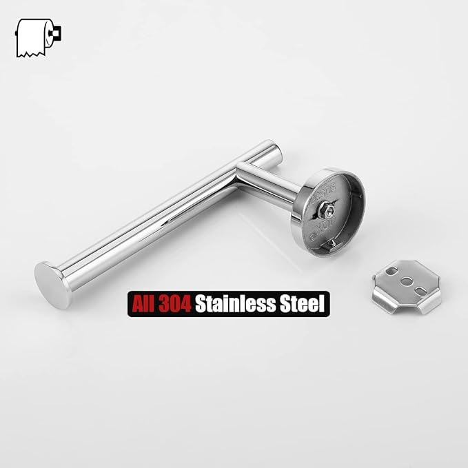 JQK Chrome Toilet Paper Holder, 5 Inch 304 Stainless Steel Thick 8mm Tissue Paper Dispenser for Bathroom, Hold Mega Rolls, Polished Chrome Wall Mount, 2 Pack, TPH120-CH-P2