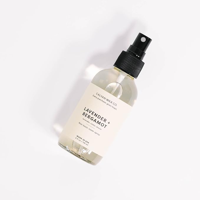 Calyan Wax Co. Lavender & Bergamot Natural Room Spray Infused with Essential Oils, Air Freshener Spray & Aromatic Mist in Non-Aerosal Spray Bottles, 4 Fl Oz Each