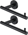 JQK Black Toilet Paper Holder, 5 Inch 304 Stainless Steel Thick 0.8mm Tissue Paper Dispenser, Matte Black Wall Mount 2 Pack, TPH100-PB-P2