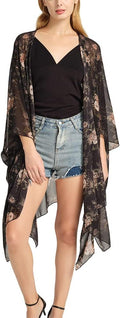Women's Bohemian Floral Chiffon Beach Cover up Swimsuit Kimono Summer Swimwear Cardigans