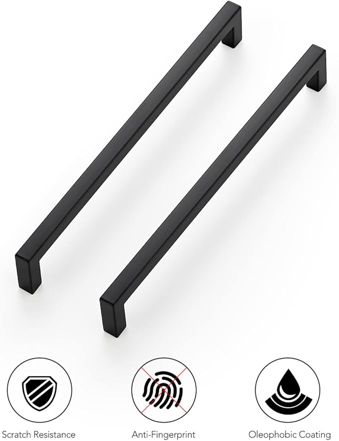 Ravinte 30 Pack Solid 7-1/2 Inch Center to Center Slim Square Bar Drawer Handles Kitchen Cabinet Handles Black Drawer Pulls Kitchen Cabinet Hardware Kitchen Handles Matte Black Cabinet Pulls