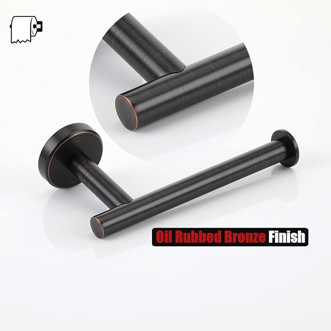JQK Toilet Paper Holder Oil Rubbed Bronze, 5 Inch 304 Stainless Steel Thick 0.8mm Tissue Paper Dispenser for Bathroom, Hold Mega Rolls Wall Mount, TPH120-ORB
